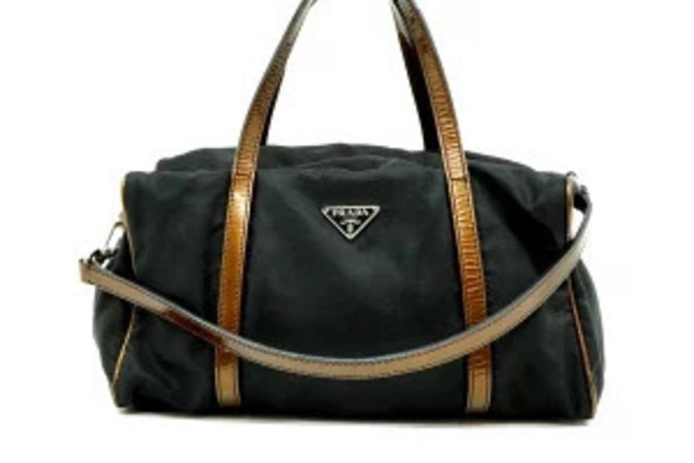 Prada Strap Tote 2Way Shoulder Bag Black